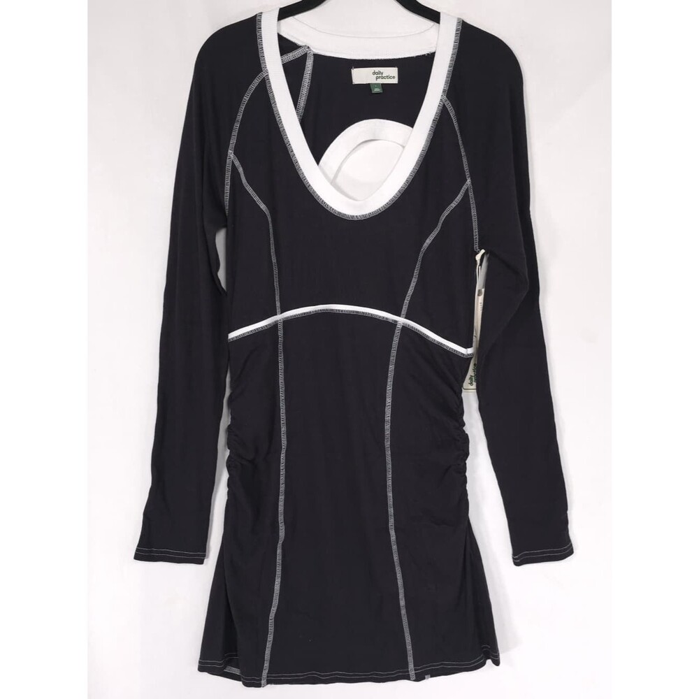 ANTHROPOLOGIE DAILY PRACTICE Women's New Mini Dress LARGE Scoop Neck Long Sleeve